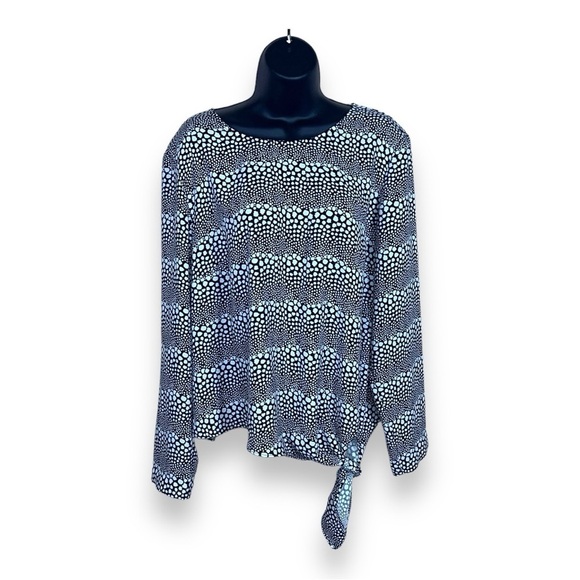 XL TALBOTS BLACK WHITE BLOUSE DOT PRINT LONG SLEEVE - Picture 1 of 10